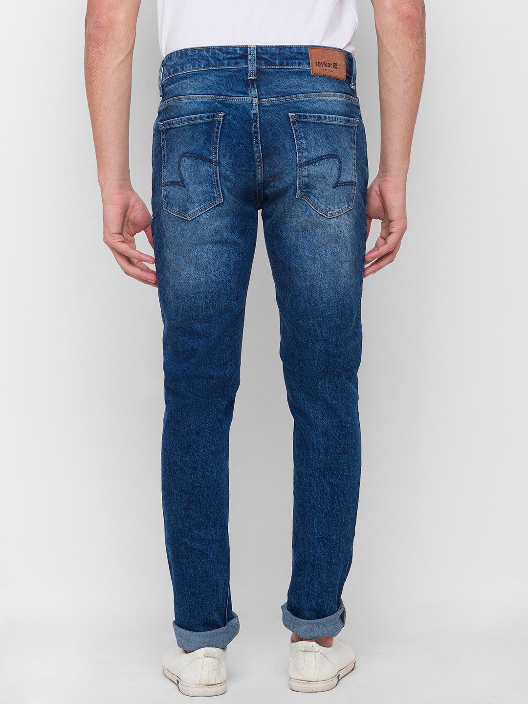 Spykar Men Blue Cotton Slim Fit Narrow Length Jeans (Skinny)