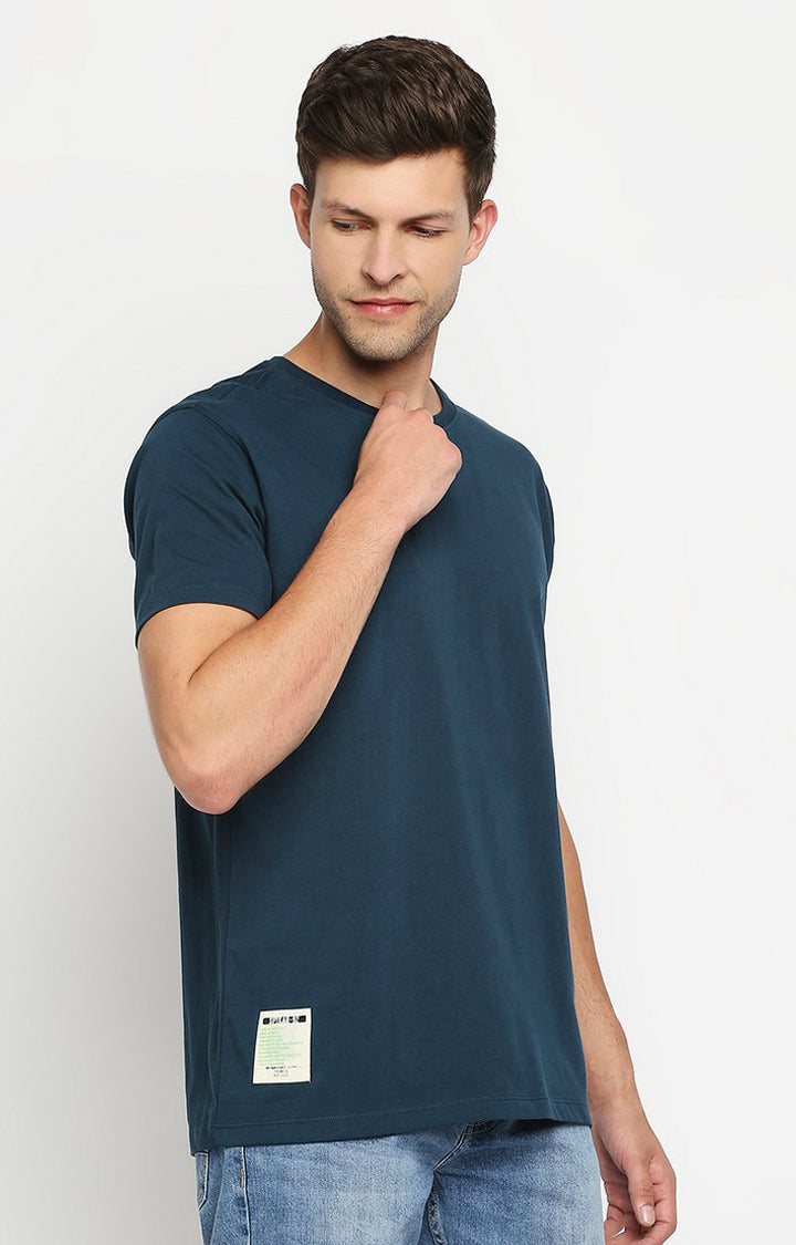 Spykar Men Blue Cotton Printed Half Sleeve T-Shirt