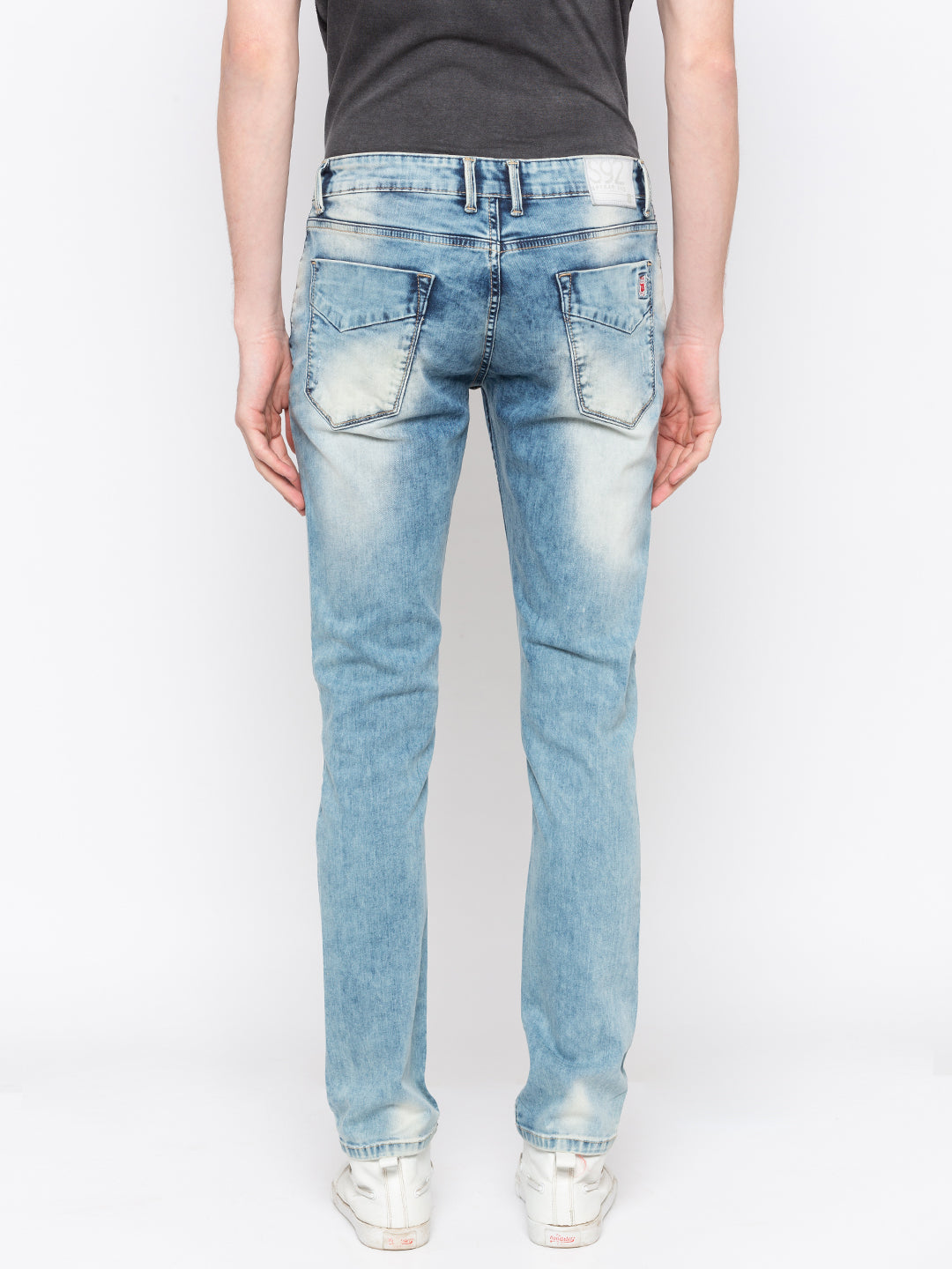 Spykar Men Light Blue Ripped Skinny Fit Jeans