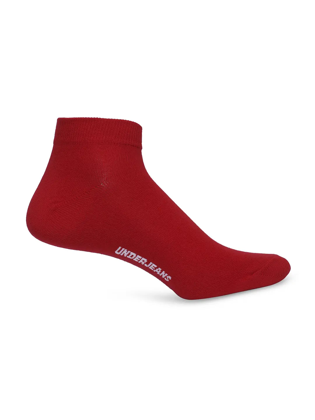 Men Anthra Melange & Red Cotton Blend Sneaker Socks - Pack Of 2 - Underjeans by Spykar