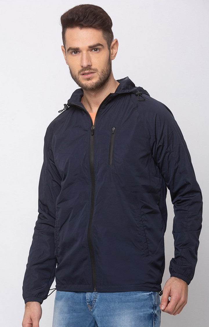 Spykar Men Dark Blue Polyester Straight Fit Jacket