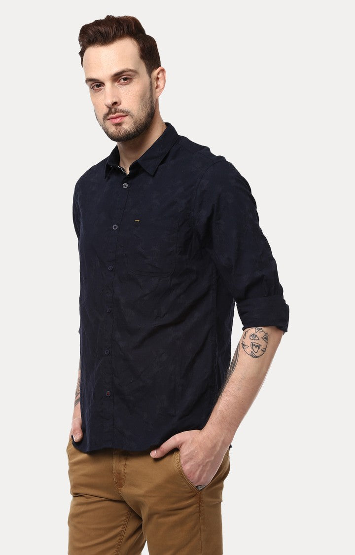 Spykar Men'S Blue Cotton Printed Casual Shirts