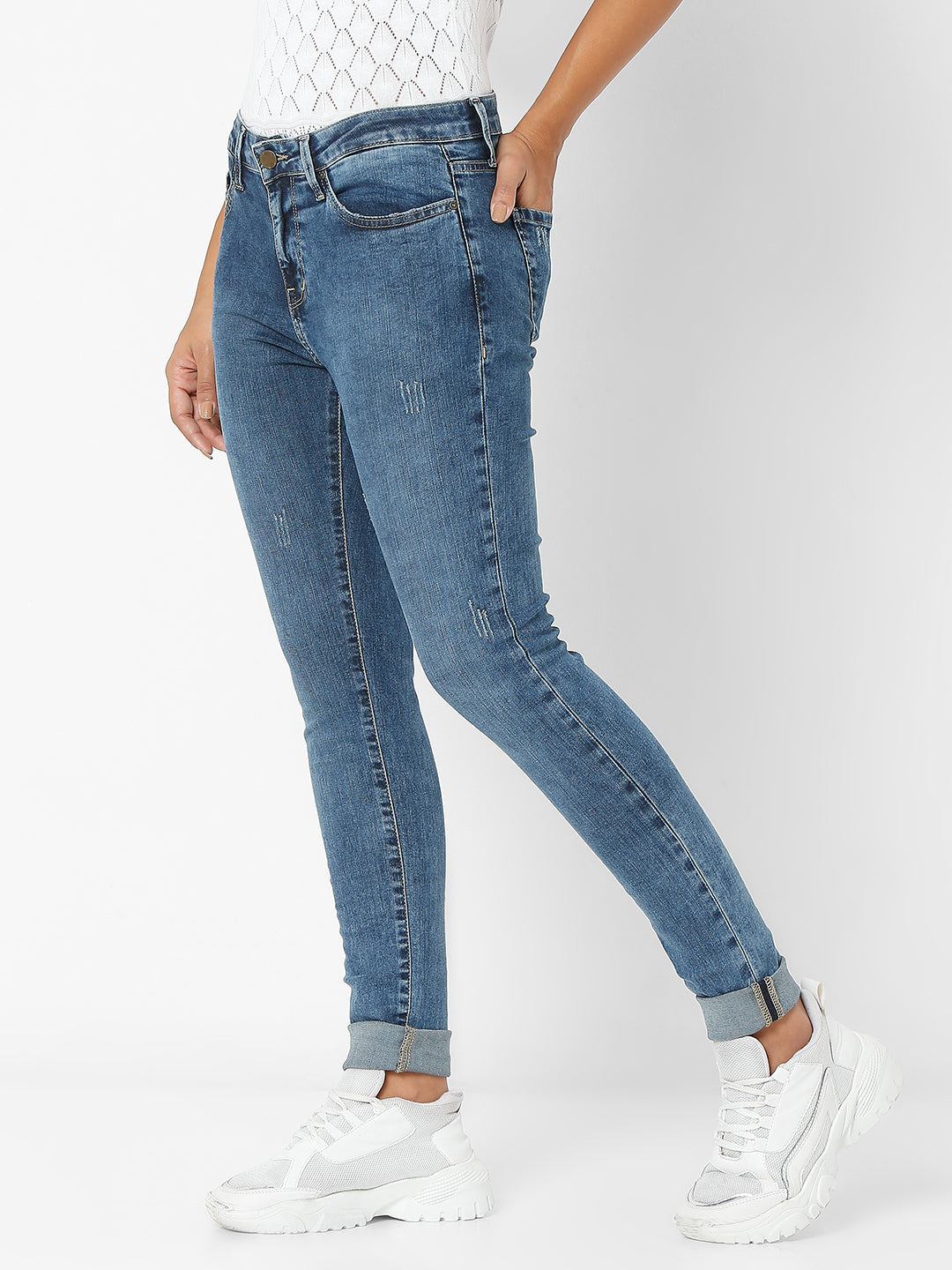 Spykar Blue Slim Fit Jeans For Women (Adora)