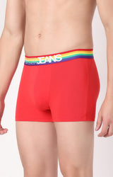 Men Premium Red Multi Cotton Blend Trunk- Underjeans By Spykar