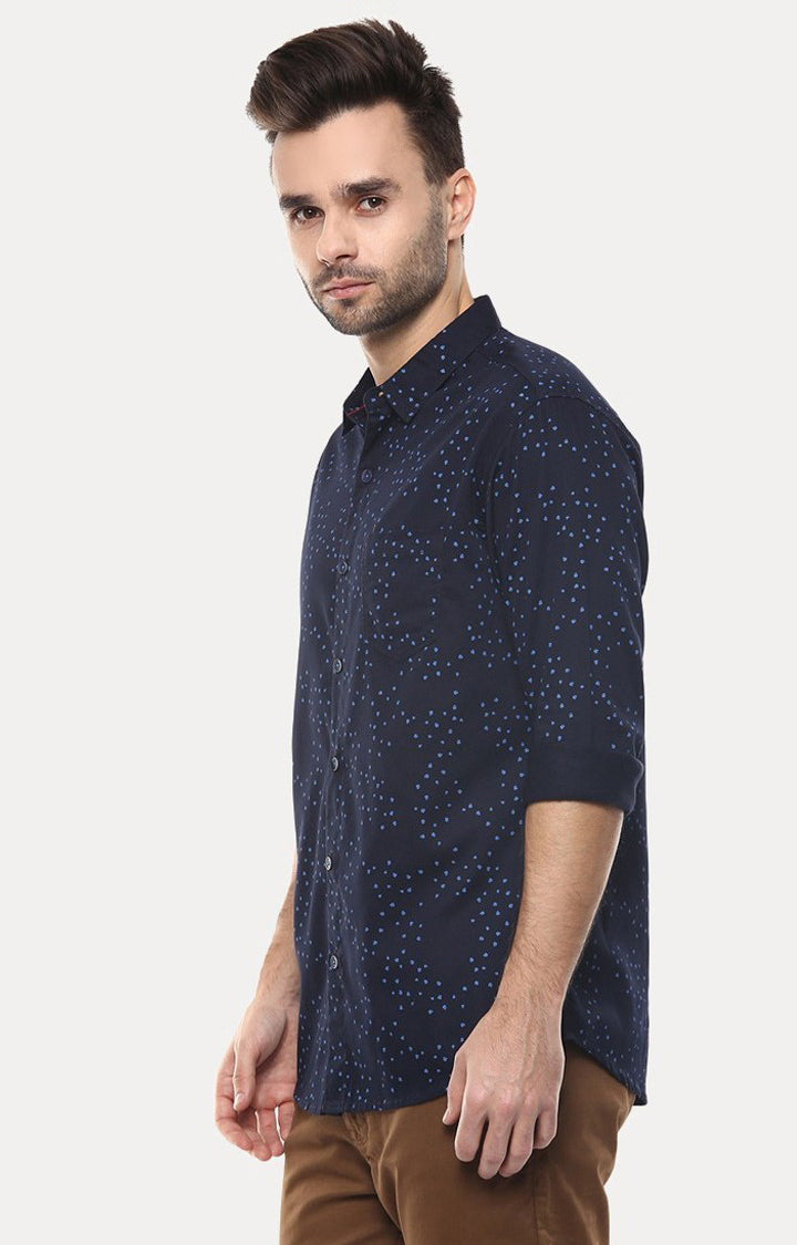 Spykar Men'S Blue Cotton Printed Casual Shirts