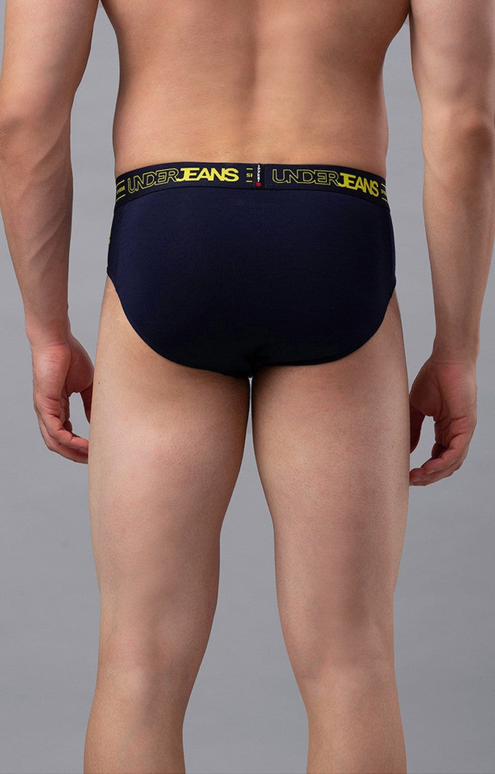 Navy Cotton Brief For Men Premium- Underjeans By Spykar