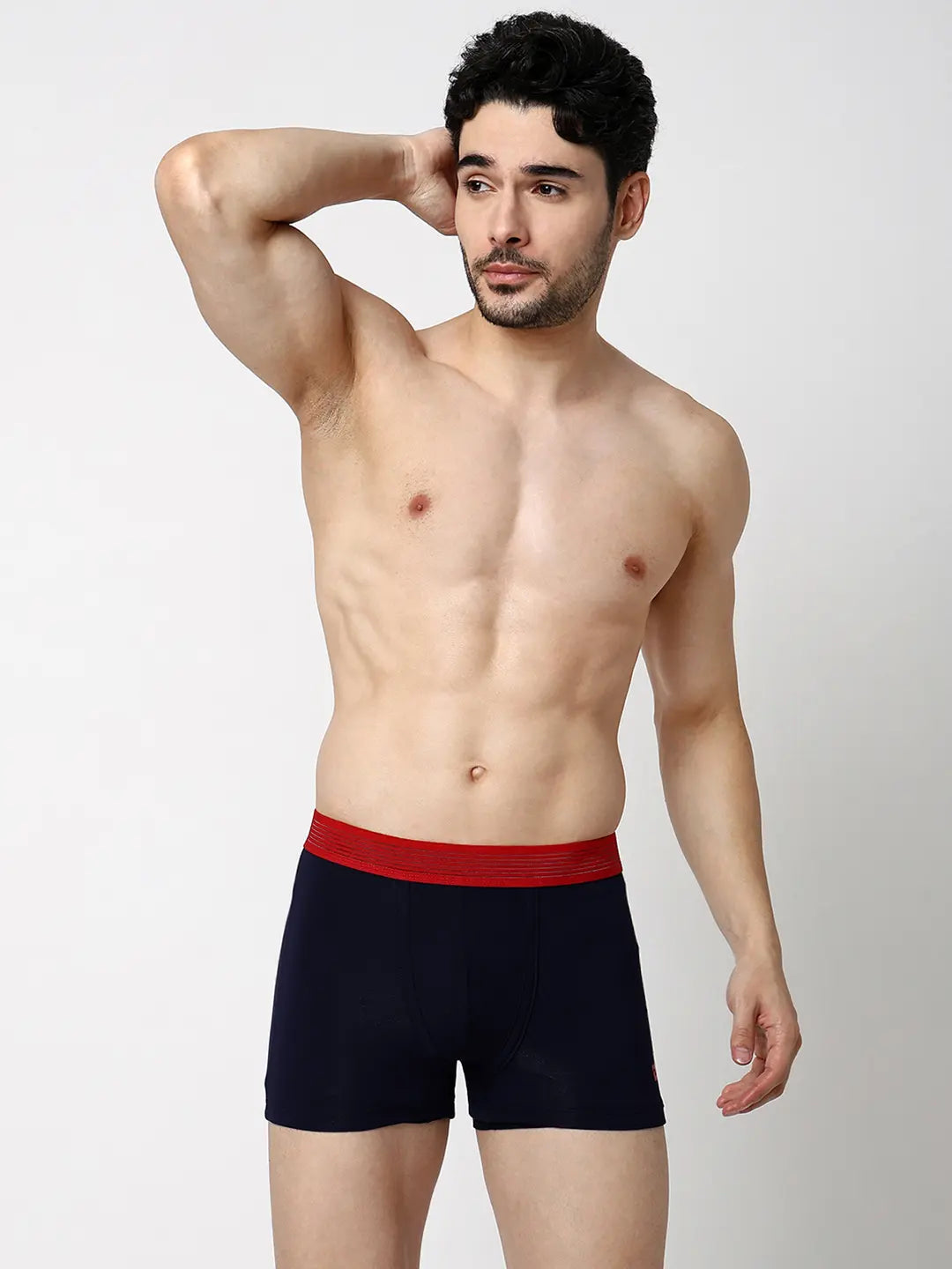 Underjeans By Spykar Men Premium Navy Black & Grey Cotton Blend Regular Fit Trunk - Pack Of 2