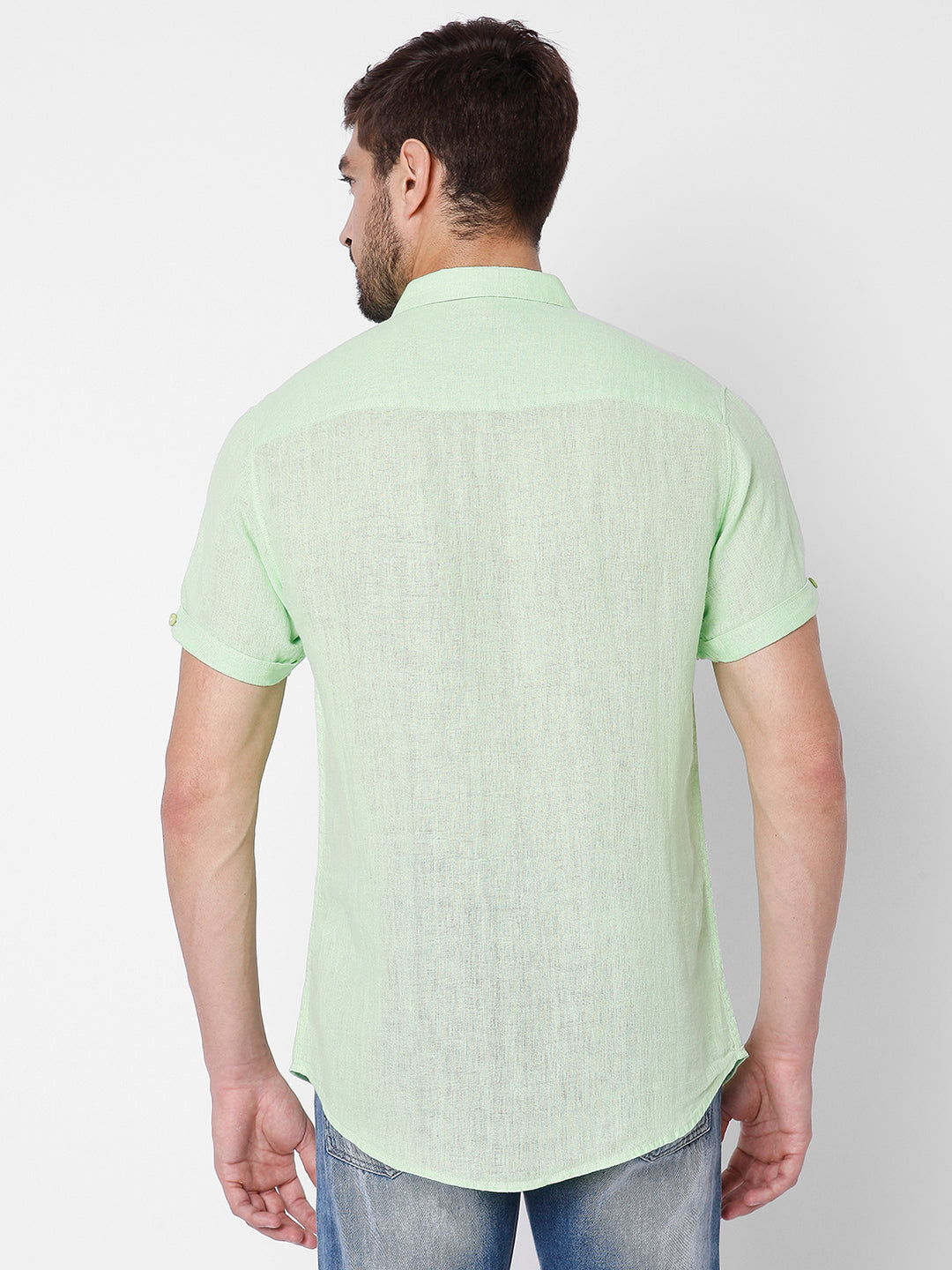 Spykar Slim Fit Men Lime Green Cotton Casual Shirts