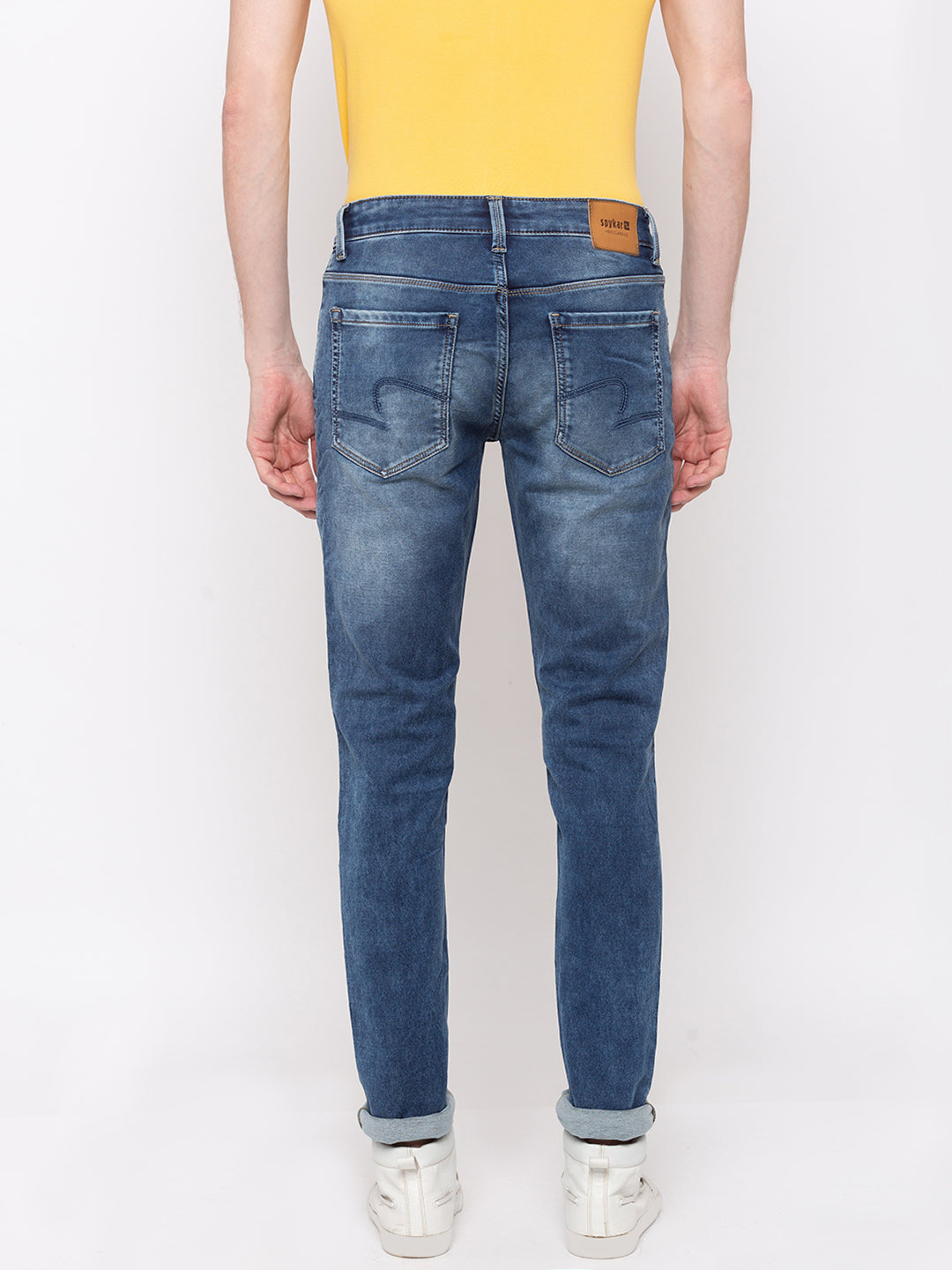 Spykar Mid Blue Solid Skinny Fit Jeans For Men (Skinny)