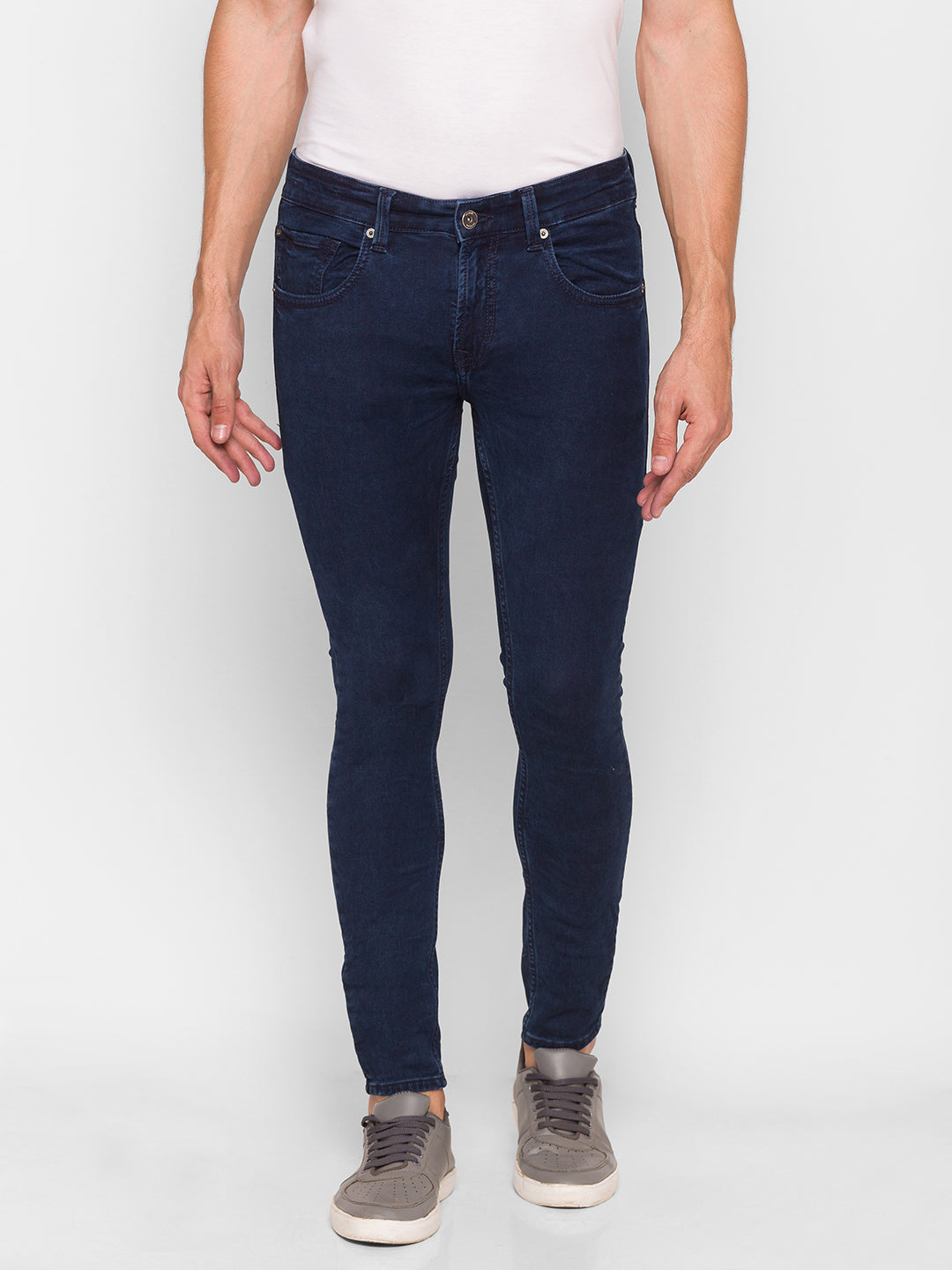 Spykar Men Blue Cotton Slim Fit Tapered Length Jeans (Kano)