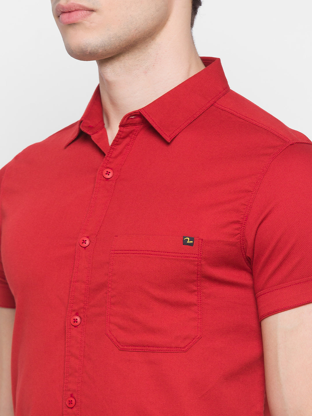 Spykar Red Cotton Men Shirt