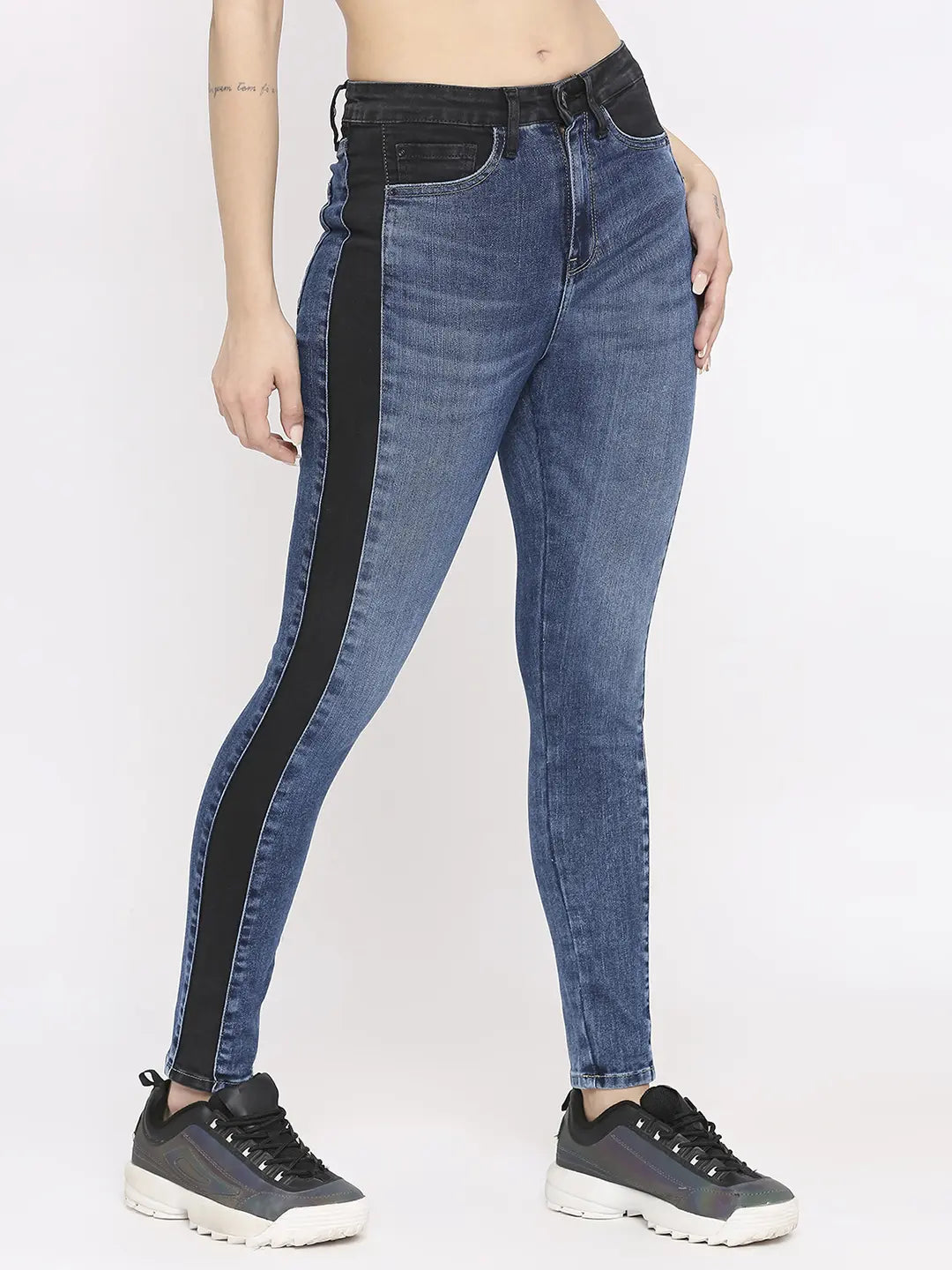 Spykar Women Mid Blue & Black Lycra Super Skinny - Clean Look High Rise Jeans-(Alexa)