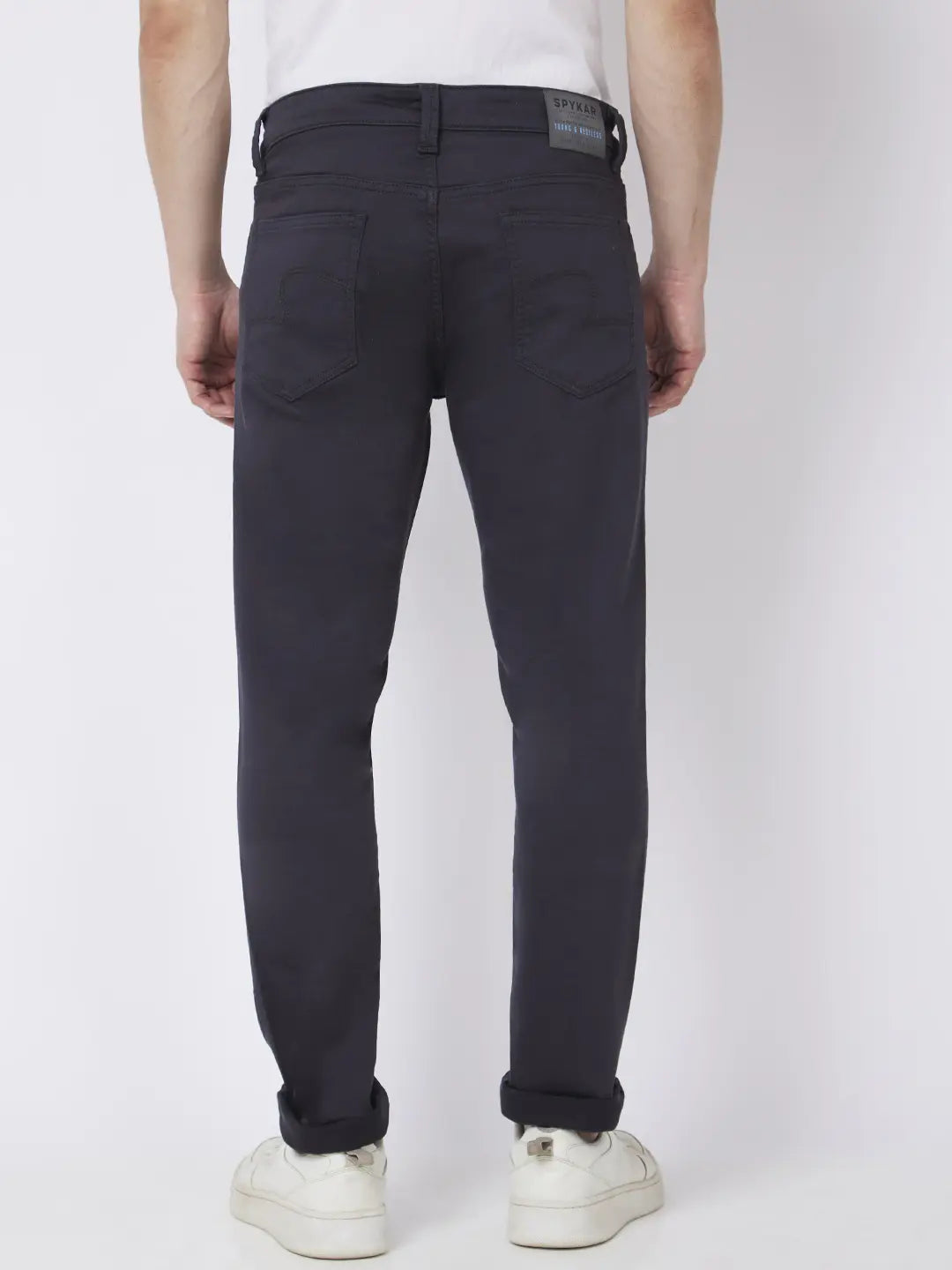 Spykar Men Dark Grey Cotton Stretch Slim Fit Narrow Length Clean Look Low Rise Jeans (Skinny)