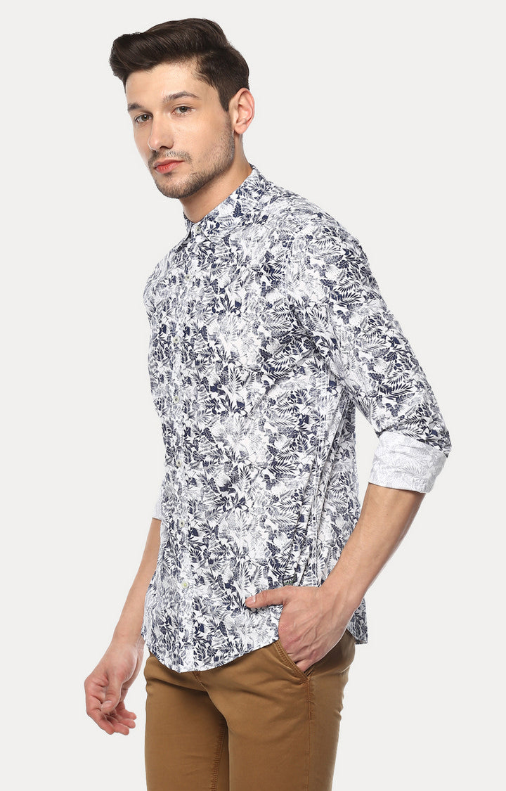 Spykar Men'S Blue Cotton Printed Casual Shirts