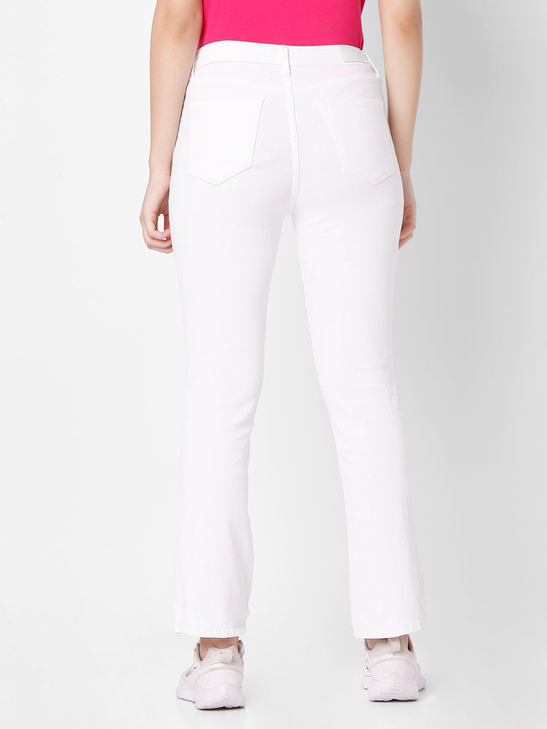 Spykar Women White Cotton Flare Fit Ankle Length Jeans (Elissa)