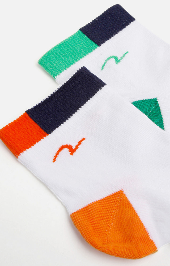 Spykar Green & Orange Solid Ankle Length Socks