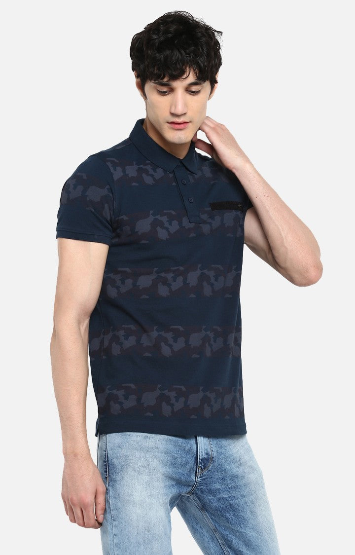 Spykar Blue Cotton T-Shirt