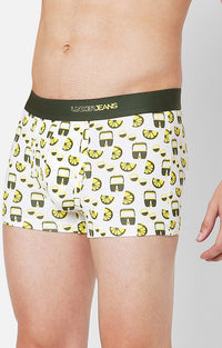 Men Premium Olive Cotton Blend Printed Trunk- Underjeans By Spykar