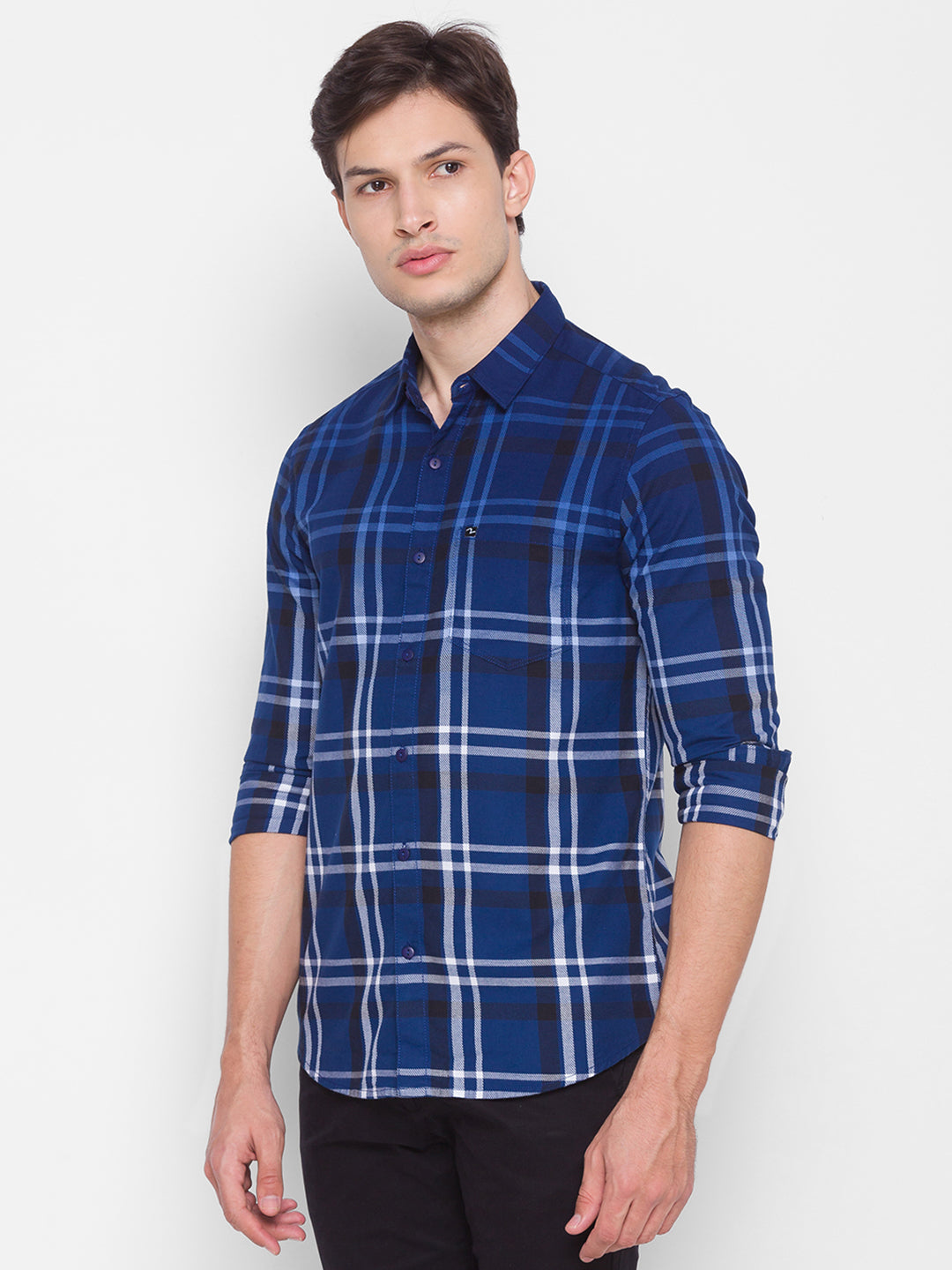 Spykar Blue Cotton Men Shirt