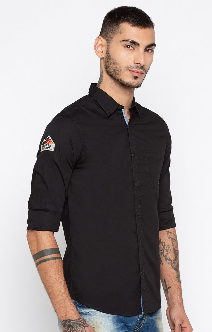 Spykar Men'S Black Cotton Solid Casual Shirts