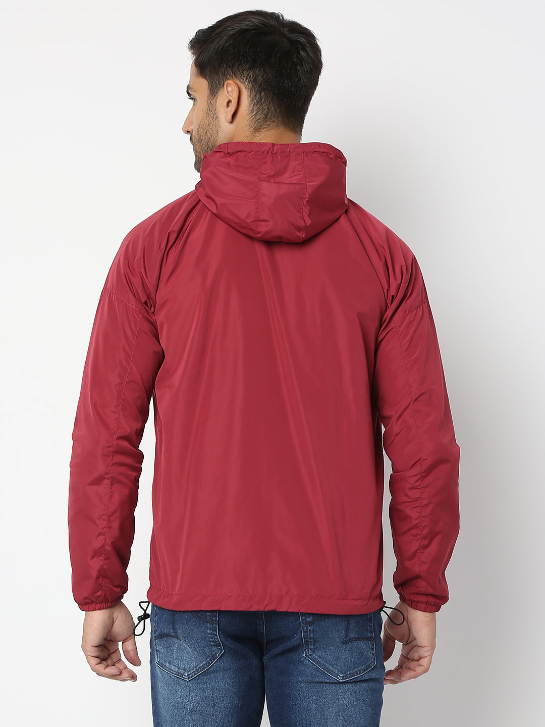 Spykar Men Wine Nylon Regular Fit Jacket