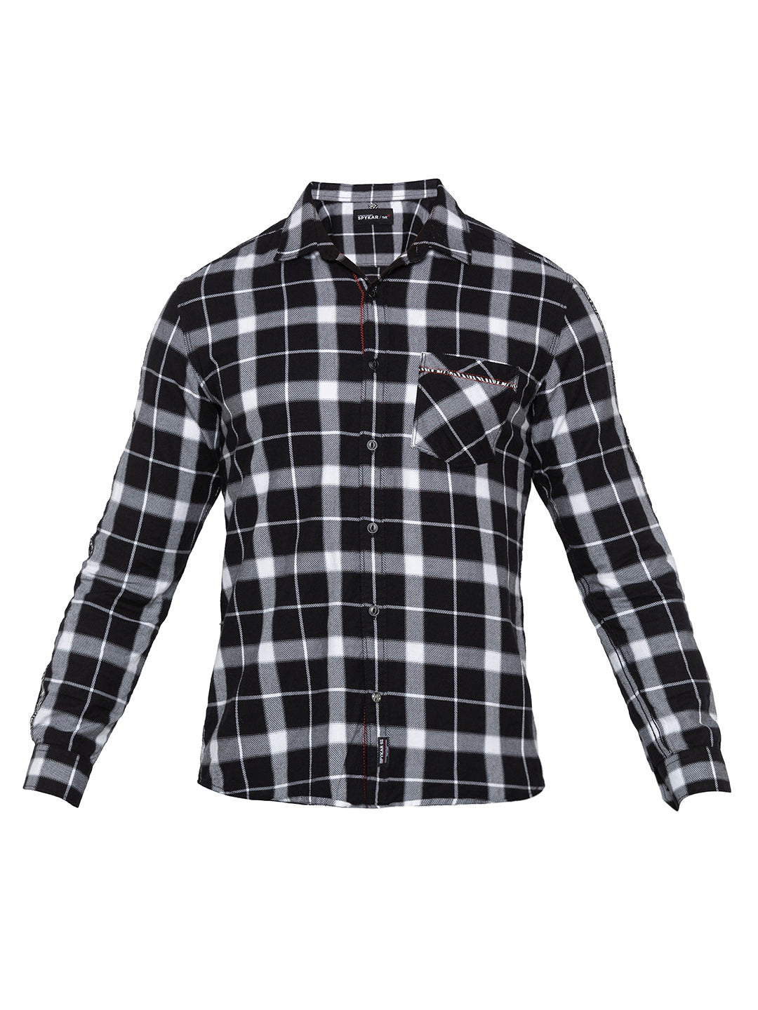 Spykar Men Black Checked Slim Fit Casual Shirt