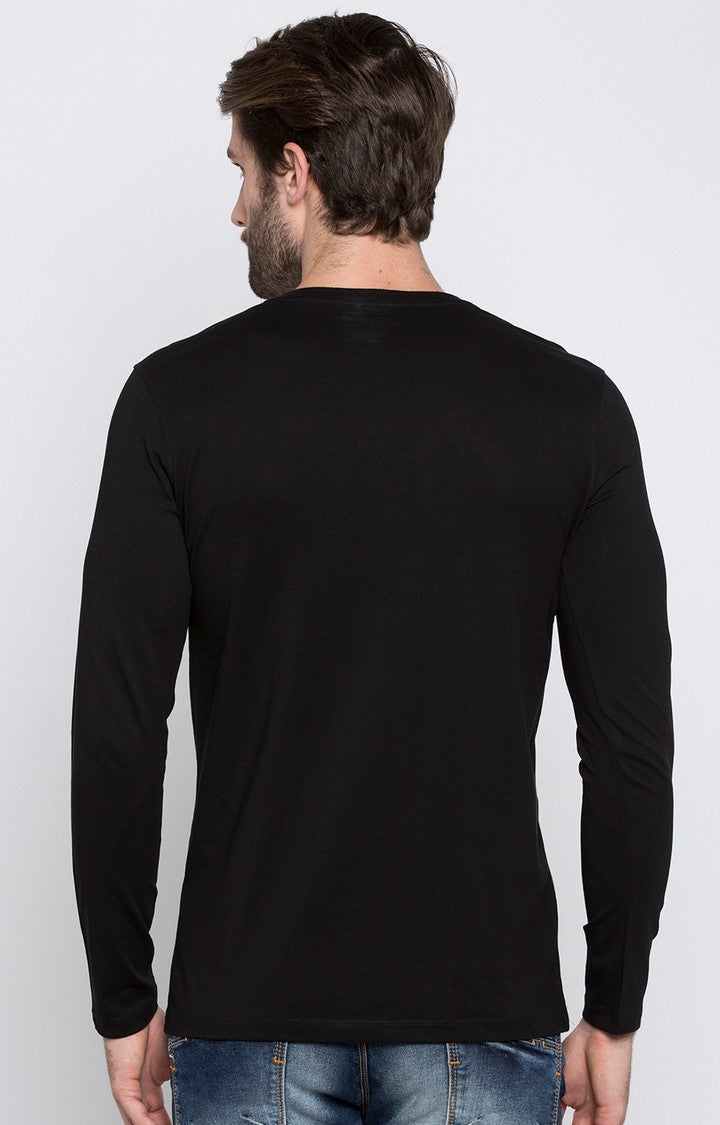 Spykar Black Solid Slim Fit Men T-Shirts