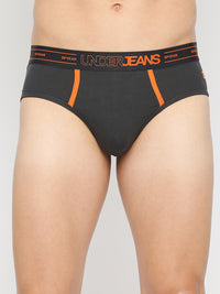 Men Premium Dark Grey Cotton Blend Brief- Underjeans By Spykar