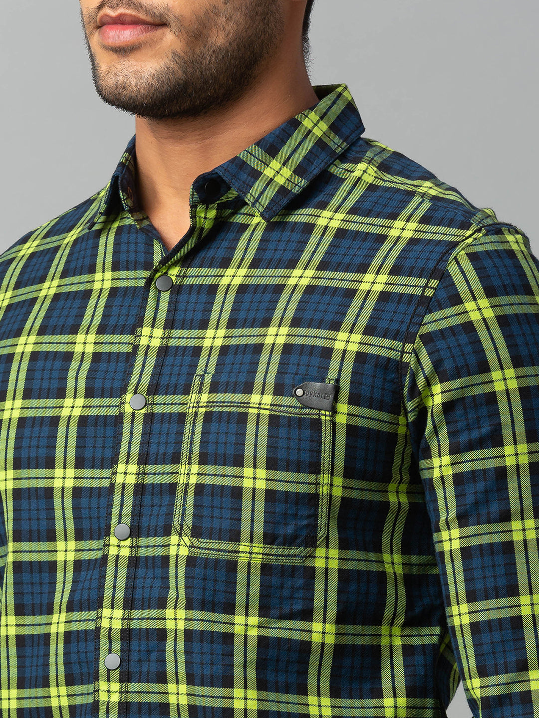 Spykar Men Green Cotton Slim Fit Shirt