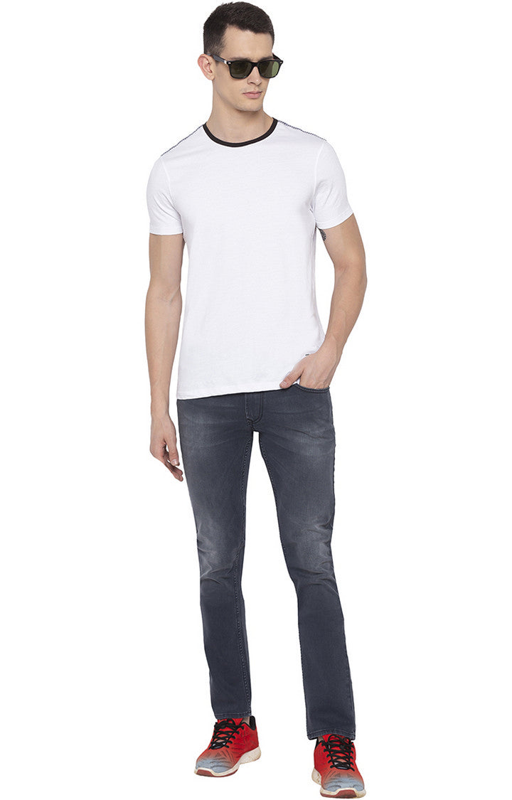 Spykar Men White Cotton Round Neck Casual T-Shirt