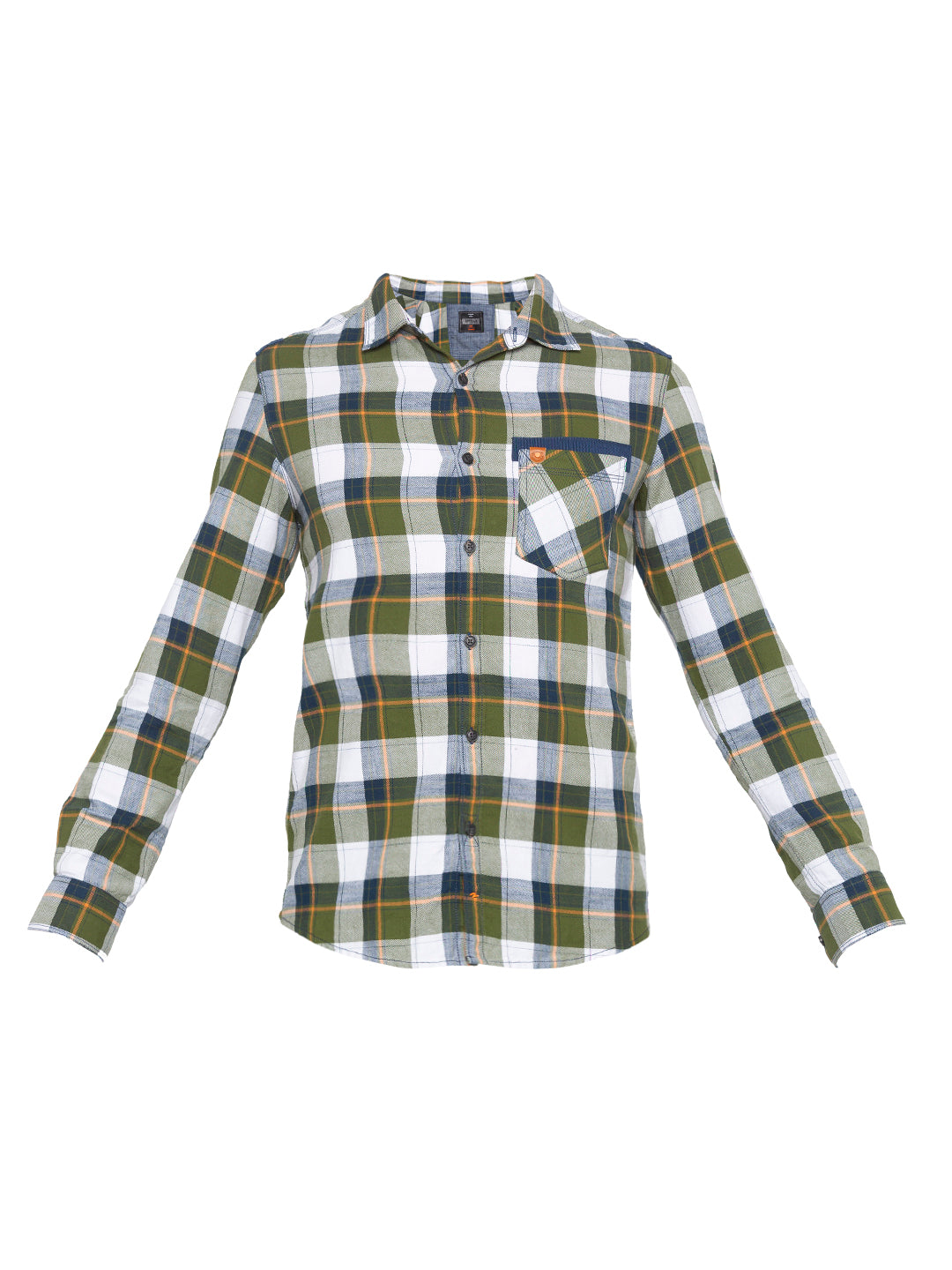 Spykar Men Olive Checked Slim Fit Casual Shirt