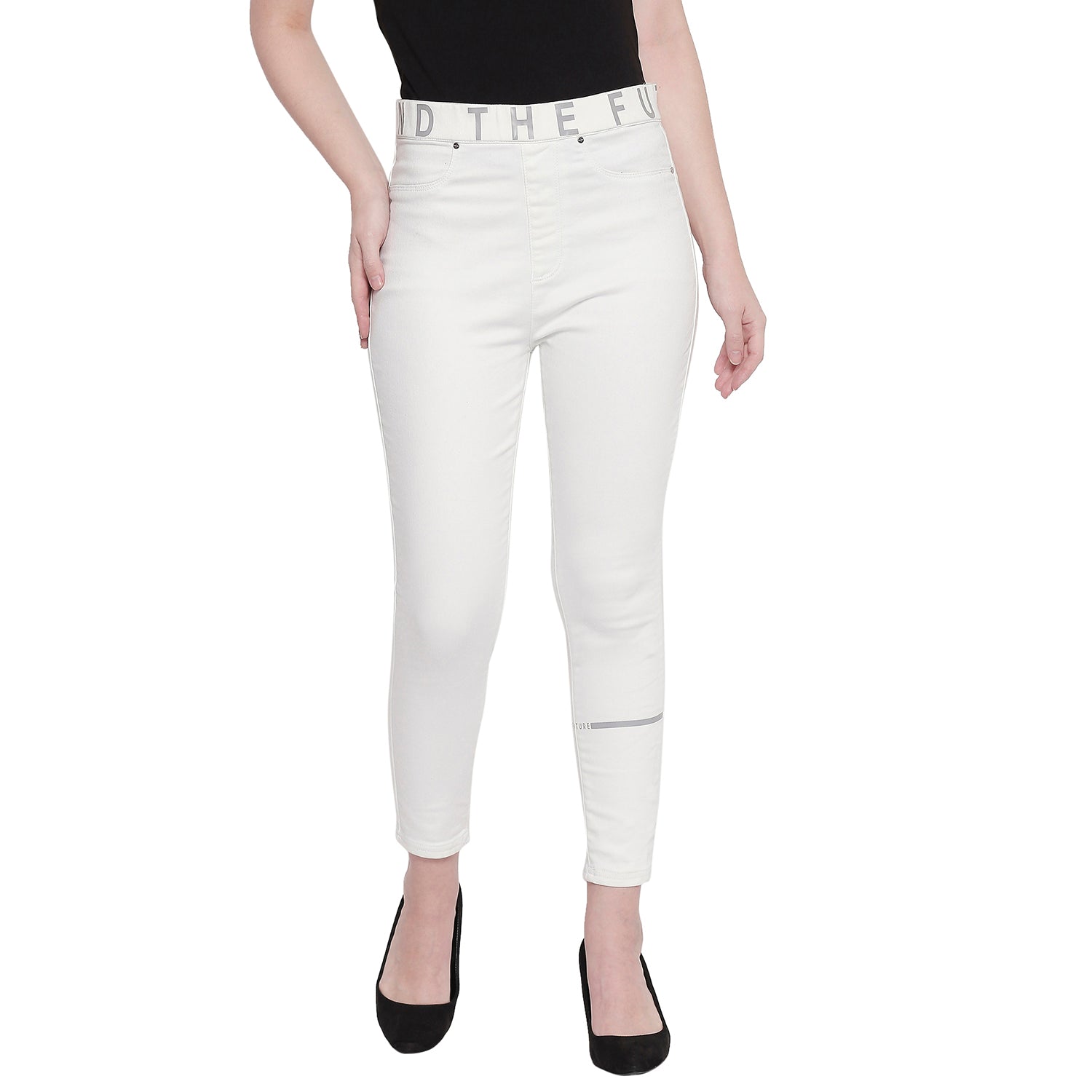 Spykar Women White Cotton Skinny Fit Regular Length Jeggings (Ynr)