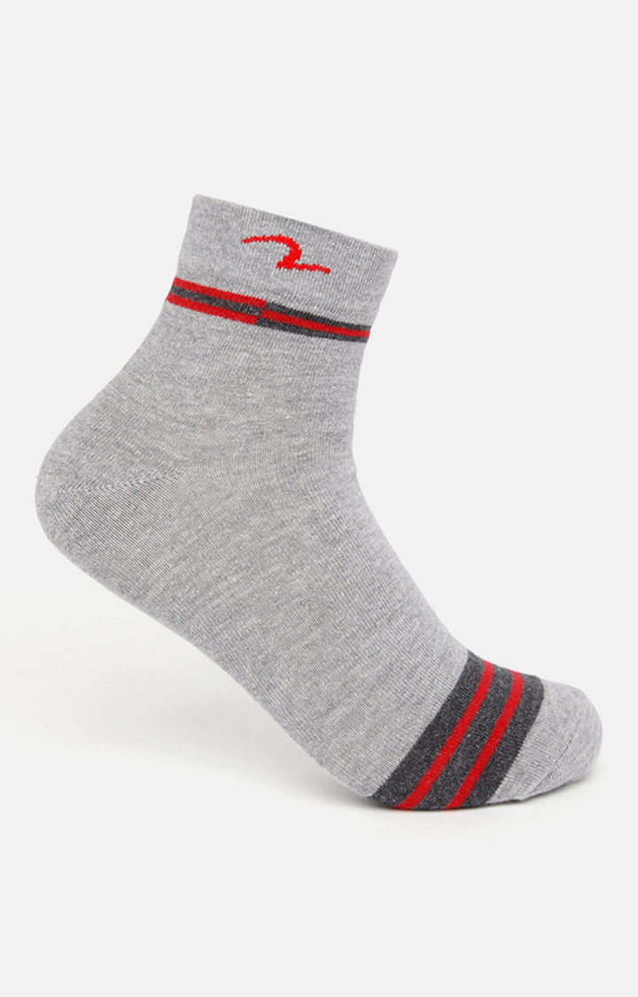 Spykar Grey & Navy Striped Ankle Length Socks