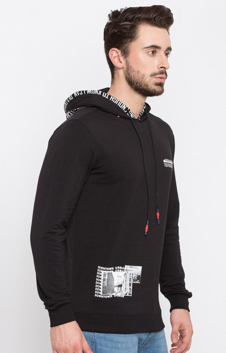 Spykar Black Solid Slim Fit Hoodies