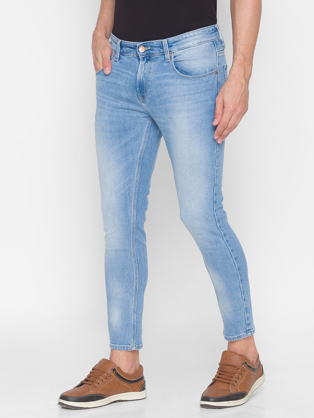 Spykar Men Blue Cotton Slim Fit Tapered Length Jeans (Kano)